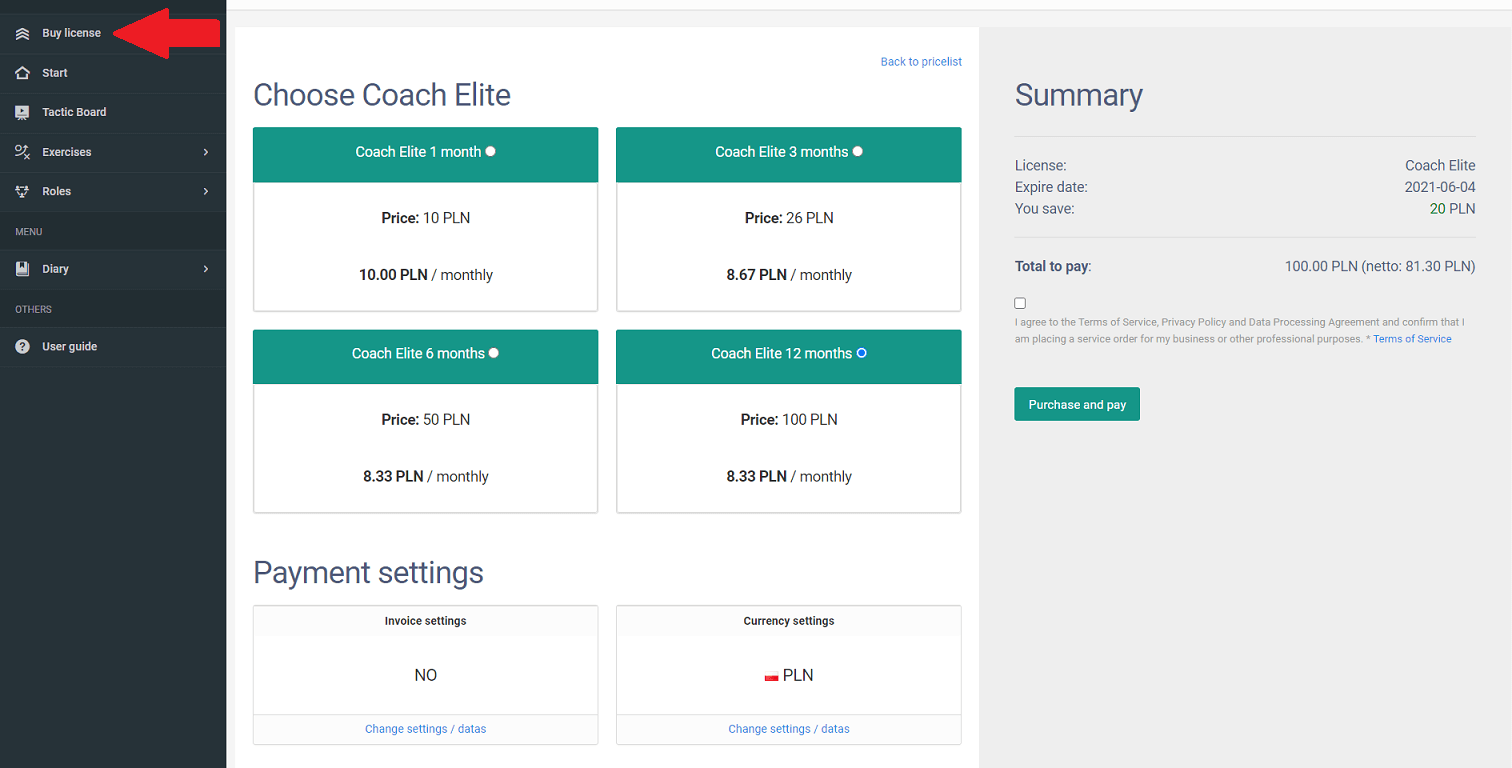 Purchase of individual licence